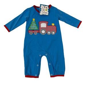 NWT Three Sisters 3M Christmas Train Romper